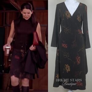Rare Wrap Dress Alt ASO Lorelai Gilmore Girls Vintage Long Sleeve Brown Floral